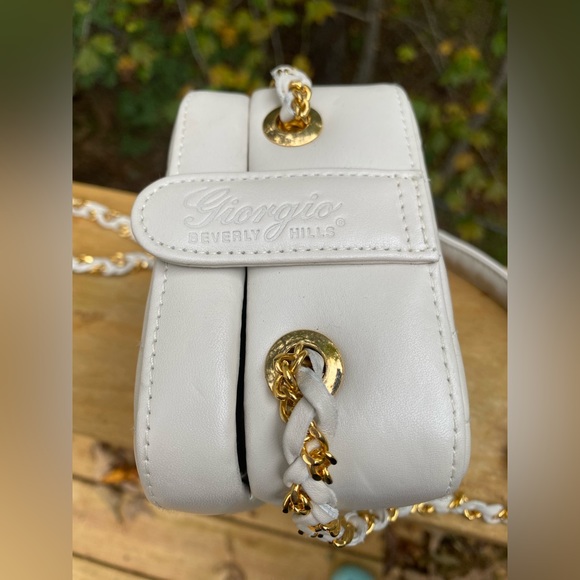 Vintage 80s Giorgio Beverly Hills Quilted Soft Leather Gold Chain Bag Handbag - Picture 2 of 10